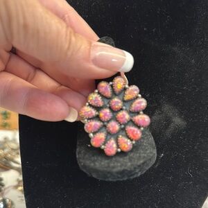 Elegant Sterling Pink Opal Floral ring